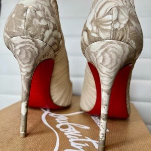 Authentic Christian Louboutin Floral Beige Heels